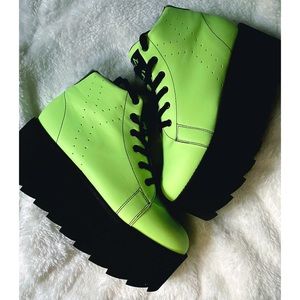 YRU Neon Green Platform Sneakers